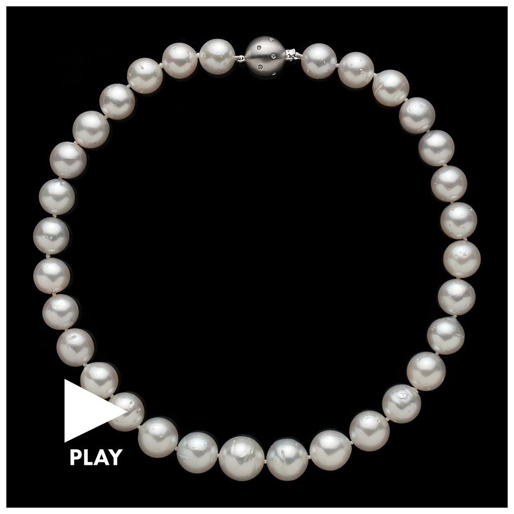 South Sea Pearl Necklace on White Gold Diamond Ball Clasp