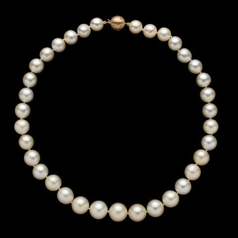 South Sea Pearl Necklace on Yellow Gold Diamond Ball Clasp