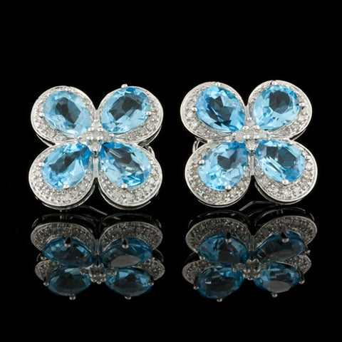 Topaz & Diamond Clover Earrings