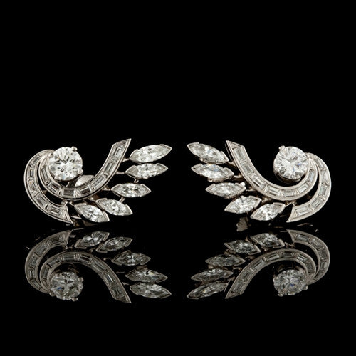 4.00ct tw Diamond Leaf Spray Earclips