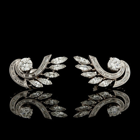 4.00ct tw Diamond Leaf Spray Earclips