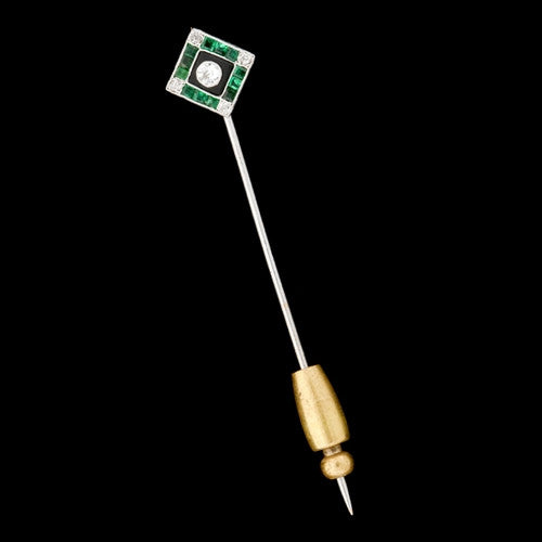 Art Deco Emerald & Diamond Stick Pin