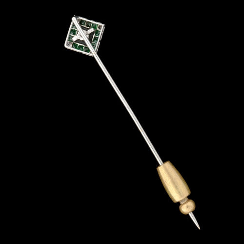 Art Deco Emerald & Diamond Stick Pin