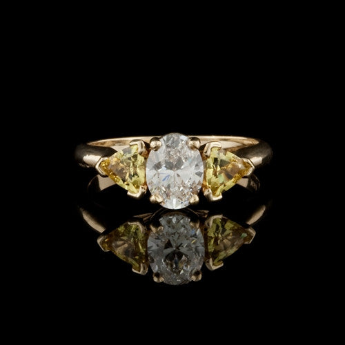 0.90ct Oval Diamond Sapphire Ring