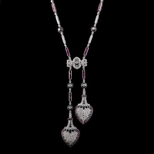 Deco Ruby, Diamond, & Onyx Necklace