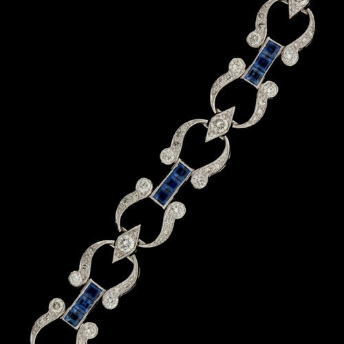 Diamond, Saph. Horseshoe Link Bracelet