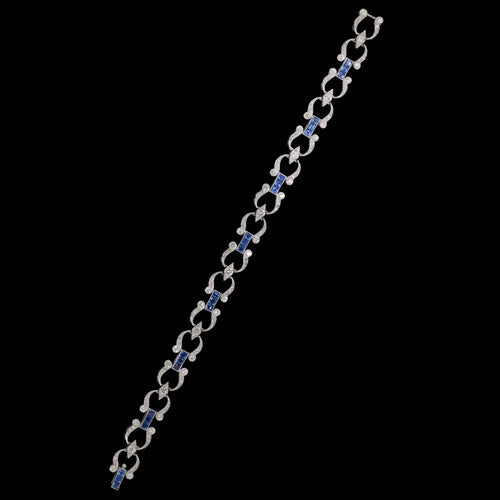 Diamond, Saph. Horseshoe Link Bracelet