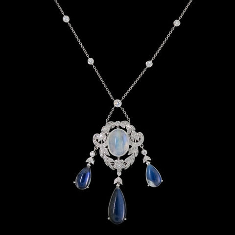 Moonstone & Diamond Necklace