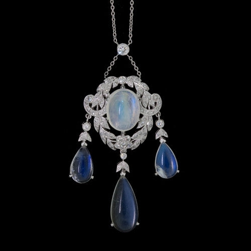 Moonstone & Diamond Necklace