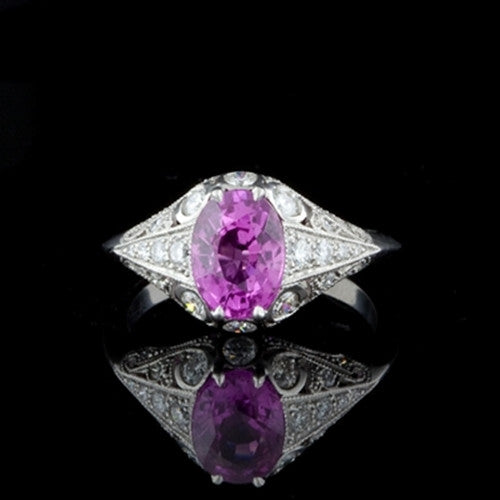2.0ct Pink Sapphire & Diamond Platinum Ring