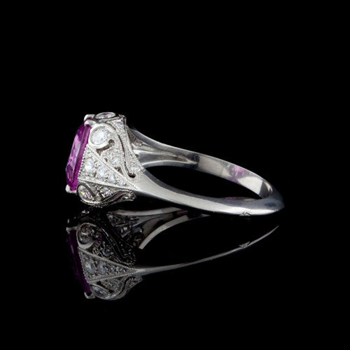 2.0ct Pink Sapphire & Diamond Platinum Ring