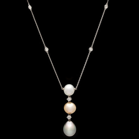 Diamond & Pearl Drop Necklace