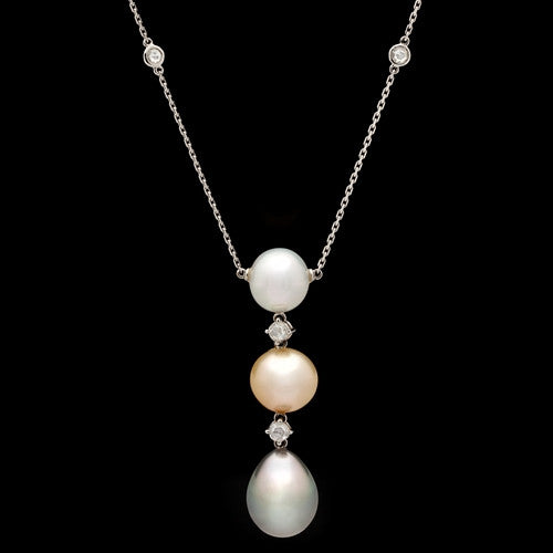 Diamond & Pearl Drop Necklace