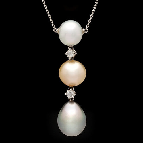Diamond & Pearl Drop Necklace