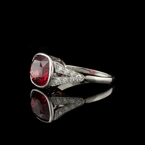 Natural 5.60ct Red Sapphire, Diamond Ring