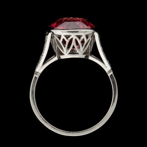 Natural 5.60ct Red Sapphire, Diamond Ring