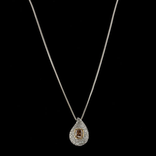 Brown Diamond Teardrop 18KT Necklace