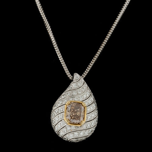 Brown Diamond Teardrop 18KT Necklace