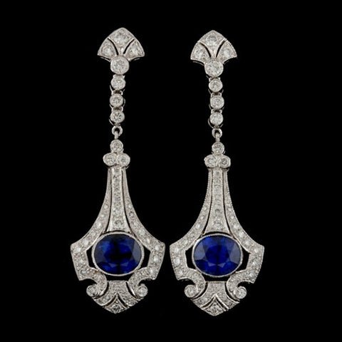 Diamond & Sapphire Deco Style Dangles