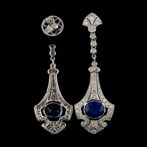 Diamond & Sapphire Deco Style Dangles