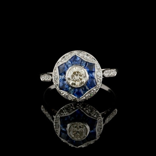 Sapphire & Diamond Star Design Ring