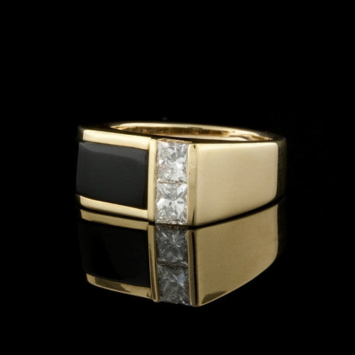 Onyx, Diamond Gent's Style 18KT Ring