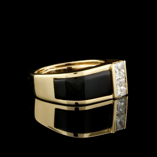 Onyx, Diamond Gent's Style 18KT Ring