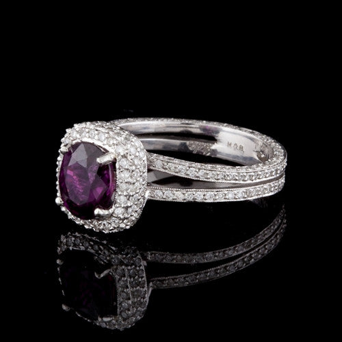 1.72ct Oval Ruby, Diamond Platinum Ring