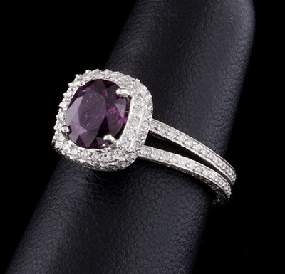 1.72ct Oval Ruby, Diamond Platinum Ring