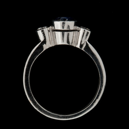 0.75ct Bezel Set Sapphire, Diamond Ring