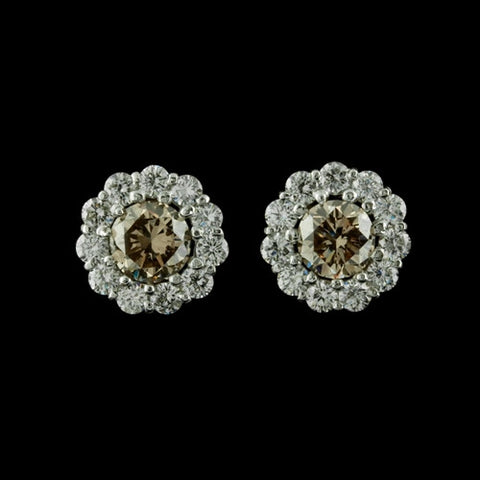 Platinum & Brown Diamond Stud Earrings