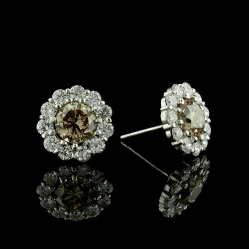 Platinum & Brown Diamond Stud Earrings