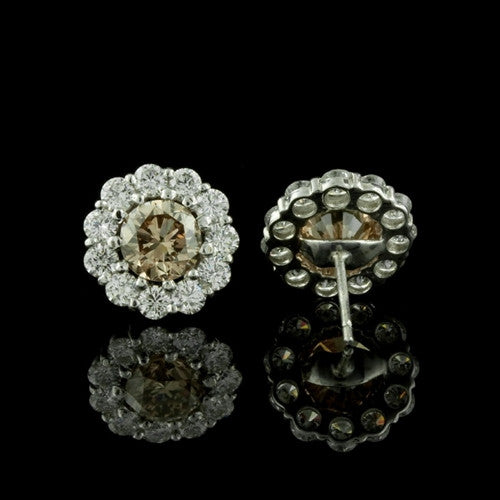 Platinum & Brown Diamond Stud Earrings