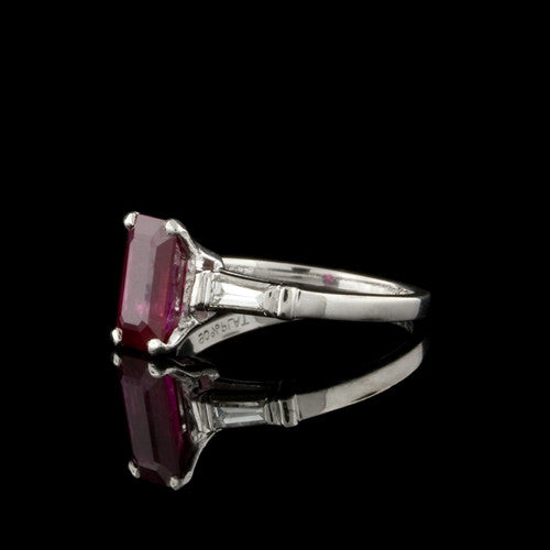 1.00ct tw Emerald Cut Ruby, Diamond Ring