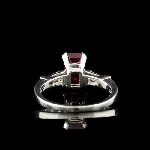 1.00ct tw Emerald Cut Ruby, Diamond Ring