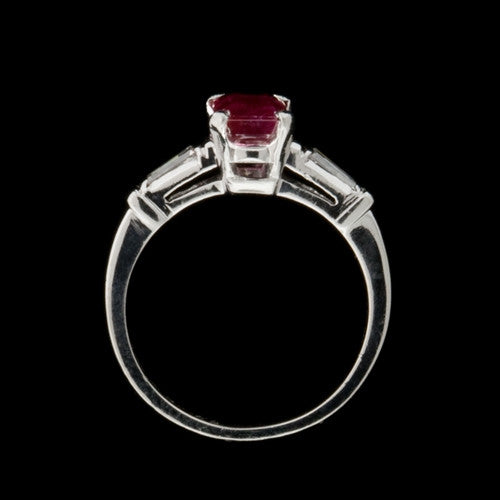 1.00ct tw Emerald Cut Ruby, Diamond Ring