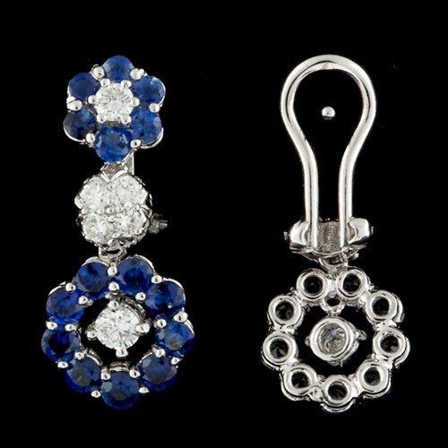 Diamond & Sapphire Flower Earrings