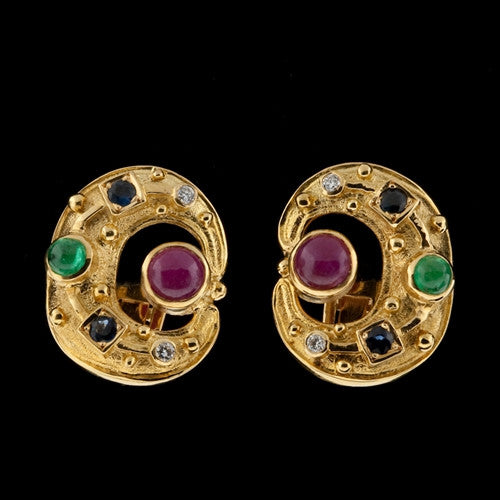 Lalaounis Multi-Gem Earclips