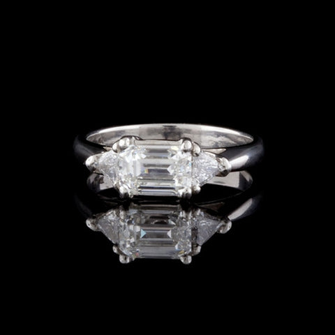 1.64ct tw Emerald Cut Diamond Platinum Ring