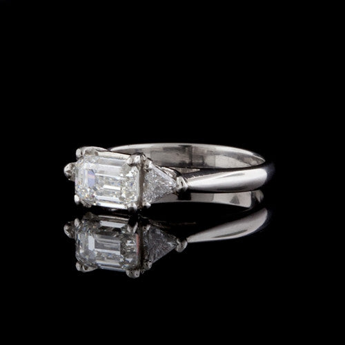 1.64ct tw Emerald Cut Diamond Platinum Ring