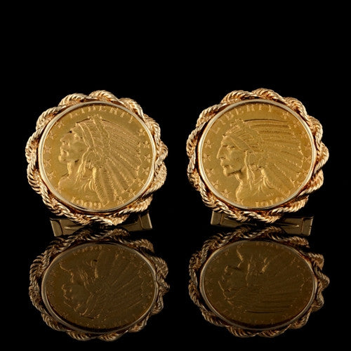 US $5 Indian Gold Coin Cuff Links