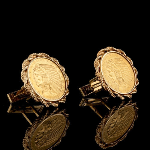 US $5 Indian Gold Coin Cuff Links