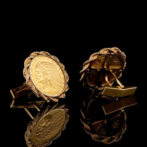 US $5 Indian Gold Coin Cuff Links