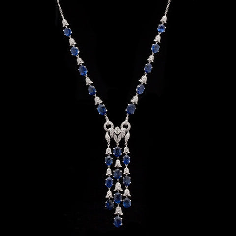 20.36ct Sapphire & Diamond Lavaliere Necklace