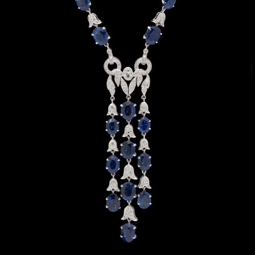 20.36ct Sapphire & Diamond Lavaliere Necklace