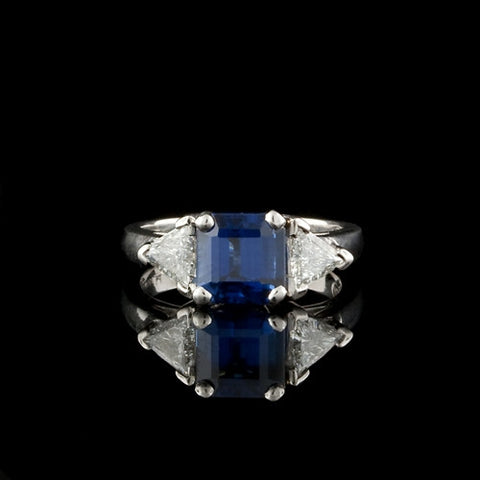 2.10ct Square Sapphire, Diamond Plat. Ring