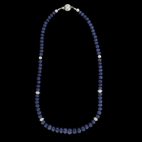 Faceted Sapphire, Gold Bead Necklace