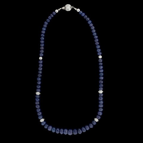 Faceted Sapphire, Gold Bead Necklace