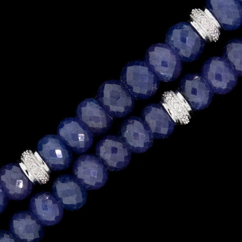 Faceted Sapphire, Gold Bead Necklace