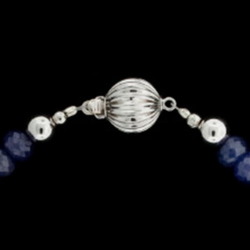 Faceted Sapphire, Gold Bead Necklace